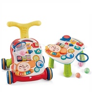 2 in 1 BABY WALKER + TABLE TOP GAME PANEL with Music Toys Trolley Musical Push Walker Baby Adjustabl