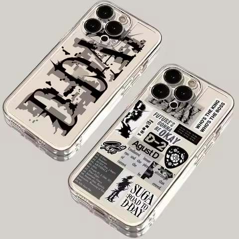 Fashion Suga D-DAY Phone Case for iPhone 16 15 14 Plus 13 12 Mini 11 iPhone16 iPhone13 Pro Max X Xs 