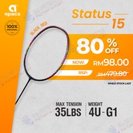 【FRAME ONLY】 APACS Status 15 (Black Red) Badminton Racket - 4UG1 Max.T 35LBS | Slightly Head Heavy Racket
