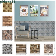 YISHENG Self Adhesive Tiles, Peel and Stick 3D Kitchen Wall Sticker, Wall Stickers Square Waterproof Not Fade Cobblestone ​Imitation Brick Kitchen Cupboard