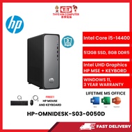 HP-OMNIDESK-S03-0050D-INTELCOREI5-14400,8GBR5,512GSSD,INTELUHD,W1164,3YRS,H&S,KB+MSE