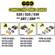 REGINA CHAIN PINS CONNECTING LINKS RANGE RIVET LINK TYPE 19 / 42 / 44 - ZRP & ZRT 520 / 525 / 530