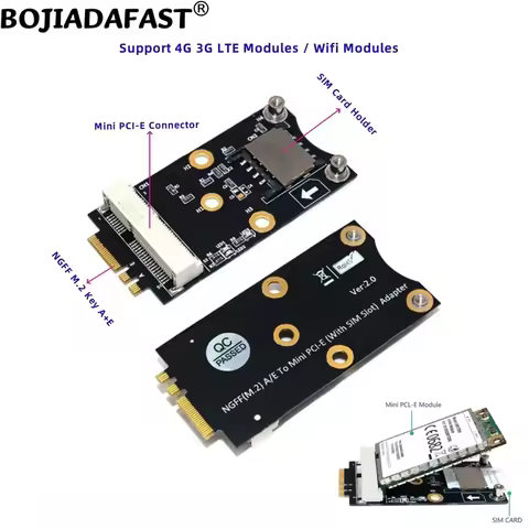 M.2 Key A+E Interface to Mini PCIE MPCIe Wireless Modem Adapter With 1 SIM Card Holder For 3G 4G LTE