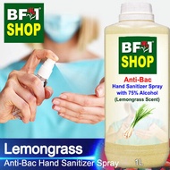 Anti Bacterial Hand Sanitizer Spray with 75% Alcohol - Lemongrass Anti Bacterial Hand Sanitizer Spray - 1L