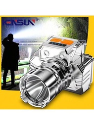 Kensun便攜式led頭燈usb充電強力頭燈戶外釣魚頭戴式手電筒,帶電力顯示和防水功能