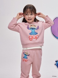 女幼童裝|Gap x 史迪奇聯名 Logo印花刷毛圓領大學T-粉紅色