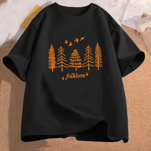 Vintage Folklore T Shirt Swiftie Eras Concert T-shirts Folklore Evermore Merch Tee Shirt Cotton Shor
