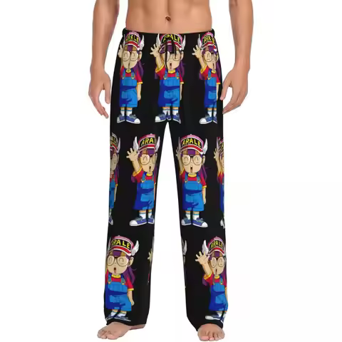 Custom Printed Men Dr S-Slump Arale Norimaki Pajama Pants Manga Sleepwear Sleep Lounge Bottoms with 