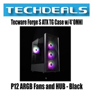 Tecware Forge S ATX TG Case w/4*OMNI P12 ARGB Fans and HUB - Black