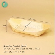 50 PCS Disposable Sushi Plates Wooden Sushi Boat Japanese Serving Plate / Tray 8"