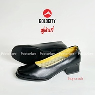 GOLD CITY  รุ่น C019 รองเท้าคัชชูผู้หญิง รองเท้านักศึกษา สีดำ ส้นสูง 2 นิ้ว ไซส์ 36-44 ของเเท้ พร้อม