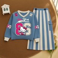 Girls' Striped Skirt Set with 84 DENIM Colors, Ages 2 - 12 Years