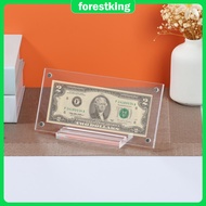2 Pcs Dollar Bill Frame Acrylic Dollar Bill Holder with Base Double Sided Transparent Ticket Display