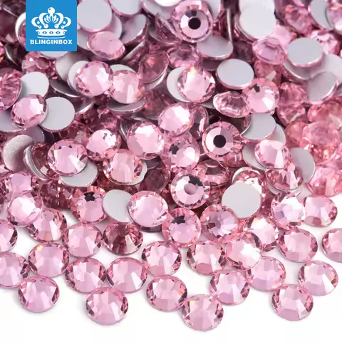 SS3-SS34 Light Pink Nail Art Rhinestone Glass Non Hotfix Rhinestones Glitter Strass Crystals for Nai