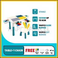 (208pcs) Kids Building Block Table with Chairs Block Kids Building Block Meja Mainan Building Block