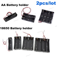 1 2 3 4 Slots ports AA 18650 1.5v 3.7v Power Battery Storage Leads Case Box Holder Leads Wire black 