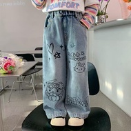 HYS girl long pants girl pants Girls Overalls Girls Jeans Childrens Fashion Straight Pants Hello Kit