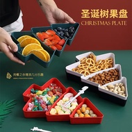 Christmas Tree Fruit Plate Compartment Household Snack Plate Plastic Candy Dried Fruit Melon Seed St