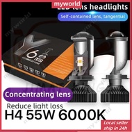 Y6D Car LED Car Headlight LED Mini Projector H4 LED Headlight Bulb Projector Lampu LED Kereta Light 