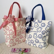Cartoon Rabbit Canvas Tote Bag, Animal Design, Heavy Duty Gusseted,  for Shopping, Grocery, Laptop, 