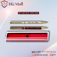 Wooden Pen with Rotating Nib 0.5mm+HG MALL Box, Laser Engraved on Demand, Business Gift, November 20