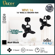 DEKA FIERO Fan FIERO VIVI 16 Inch 3 Blades 12 Speed DC Motor With Remote Control Ceiling Fan Wall Fa