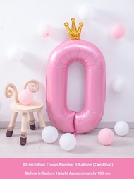 Angel Fly | Pink Crown Number Balloon 40 inches
