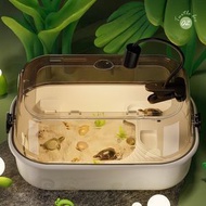 Syllere - 包送貨 -龜缸 烏龜專用缸 家用 生態飼養盒 帶晒台 爬台 巴西龜 養殖箱 烏龜盆 烏龜箱【唔帶燈款】 珍珠白