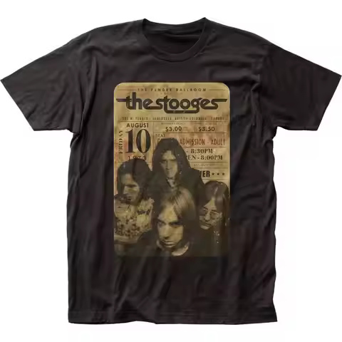 Iggy Pop Concert Ticket Mens T Shirt Rock and Roll Music Classic Band Tee Black