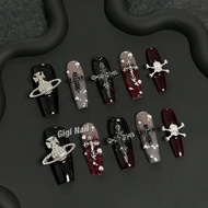 Begonia Duoduo Black Nail Art Set High-End Chain Sticker Blood Red Metal Personality