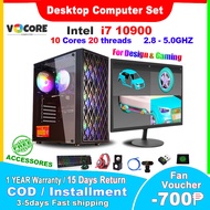 【Brand New High configuration】Gaming Desktop computer set / i7 10900generation 10 series/ 8GB 16GB memory / 240GB SSD hard disk / 19 inch monitor / game computer package Designer drawing computer full set Computer for Gaming PC Full set