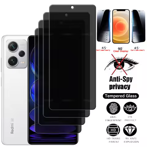 4Pcs For Redmi Note 12 Pro Plus Glass Redmi Note 12 Pro Plus 9H HD Glue Privacy Anti-Spy Screen Prot