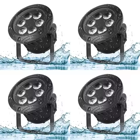U'King 4PCS Waterproof 6LEDs Par Light 6x10W RGBW Stage Effect Lighting DMX512 Sound Activated Contr