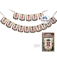 Banner Happy Graduation / Bunting Flag Wisuda Motif Toga