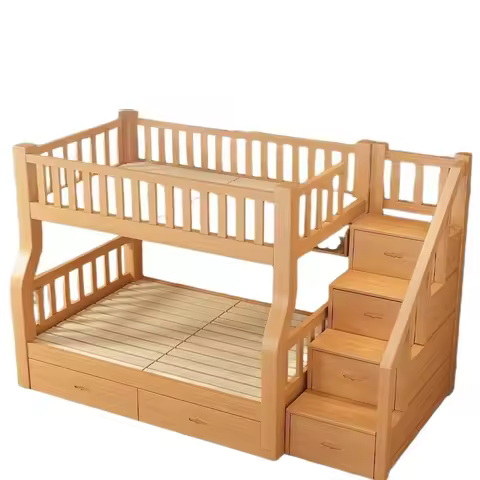 Oak solid wood bunk bed thickened children's bed 2 floors upper and lower bunk for adult children at