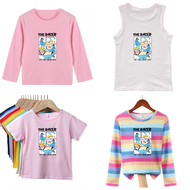 Kids Shirt Comfy Ice Silk Tshirts Children Unisex Rainbow Tshirt Tshirt Kolar Budak Lelaki Kids Tshirt