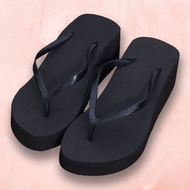 Plain Black Wedge Sandals Ready in 4 Colors and Sizes 37 to 42 with Sandal Thickness 6 cm