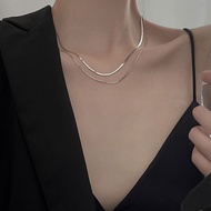 New Double Layer Diary Necklace Female ins Cool Style Necklace Simple Sterling Silver Pearl Necklace Clavicle Chain Accessories Girl Necklace iu Cute Jewelry Wear Matching Accessories Gift Jewelry