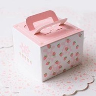 4寸 四吋 手提蛋糕盒 透明 草莓 包裝 紙盒 送底盤 K-418