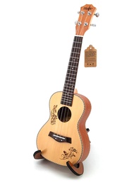 Concert Ukulele 23 Spruce Top Hawaiian 4 Strings Small Guitar Electric Ukelele Butterfly Love Flower Pattern With Pickup EQ