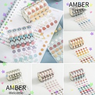 AMBER Dots Washi Tape, Stationery Decorative Tape Masking Tape, Cute Diy Dots Label Sticker