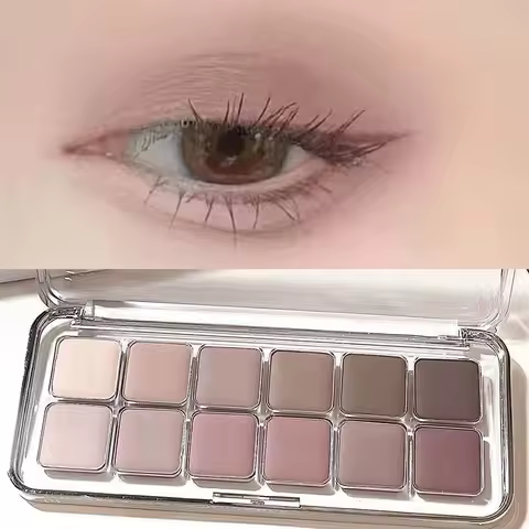 Eye Contour Makeup 12color Eyeshadow Palette Soft Matte Grey Pink Eyeshadow High Pigment Wine Red Br