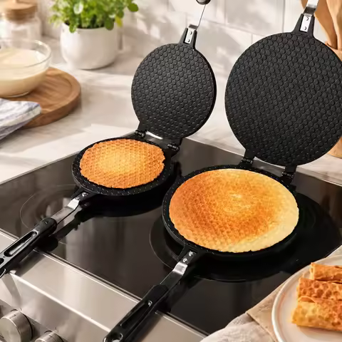 Heavy-Duty Nonstick Mold Pan 17/20cm for Making Omelets, Egg Rolls, Waffles, Cakes, Cones, and Cooki