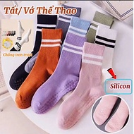 Tất / Vớ Chân Cao Cổ Nữ 16,9K Freesize Tập Yoga Pilates Len Co Giãn Đính Hạt Silicon Chống Trơn Trượ