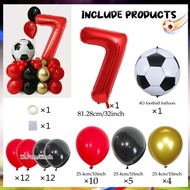 Red Number Football Balloon Set 0-9 4D Balloon Shaped Balloon for Boys Birthday Party Anniversary De