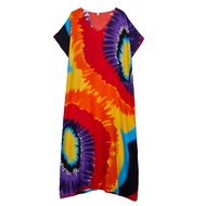 XITAO Female Print Batwing Sleeve Dress Casual Loose Fitting A-line Half Sleeve Simple V-neck Europe