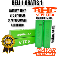 BATTERY SONY VTC6 3.7V 3000 MAH 6A 18650 ORIGINAL / BATERAI VAVOOR / BATERAI SENTER / BATERAI SPEAKE
