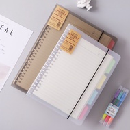Transparent Loose Leaf Binder Notebook A4 B5 A5 Refillable Blank/Line/Grid/Cornell Sticky Note Buku 