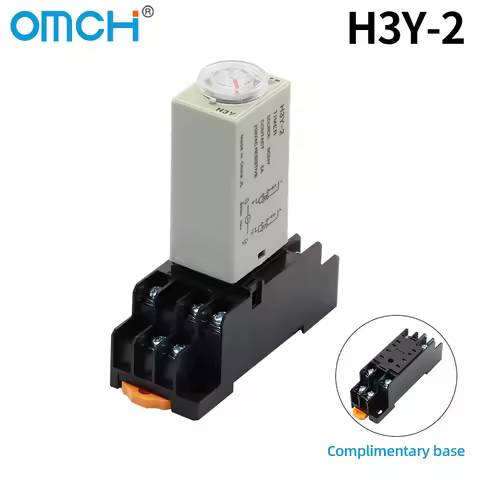 Delay Timer H3Y-2 AC110V AC220V AC380V With Base Socket Power-on Delay Rotary Knob DPDT 0-60Min Time
