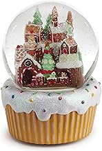 Roman Gingerbread Village Train 120MM Musical Glitterdome Water Globe Plays We Wish You a Merry